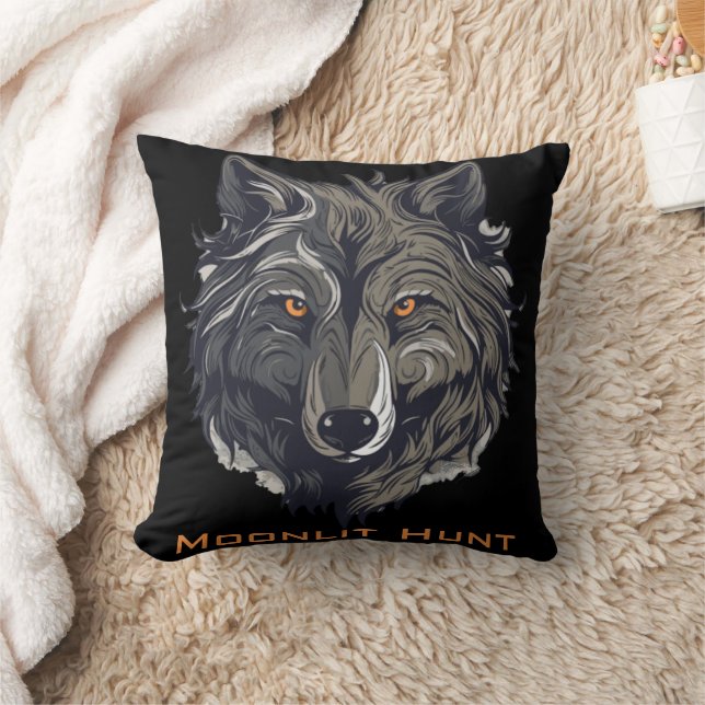 Moonlit Hunt Throw Pillow (Blanket)
