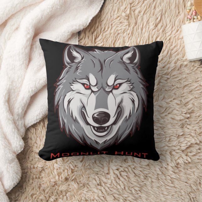 Moonlit Hunt Throw Pillow (Blanket)
