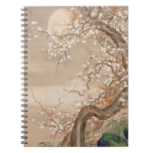 Moonlit Japanese Plum Blossom Tree Art Notebook