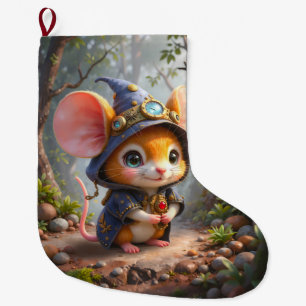 Moonlit Keeper of Tiny Wonders. Large Christmas Stocking