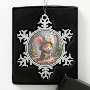 Moonlit Keeper of Tiny Wonders. Snowflake Pewter Christmas Ornament