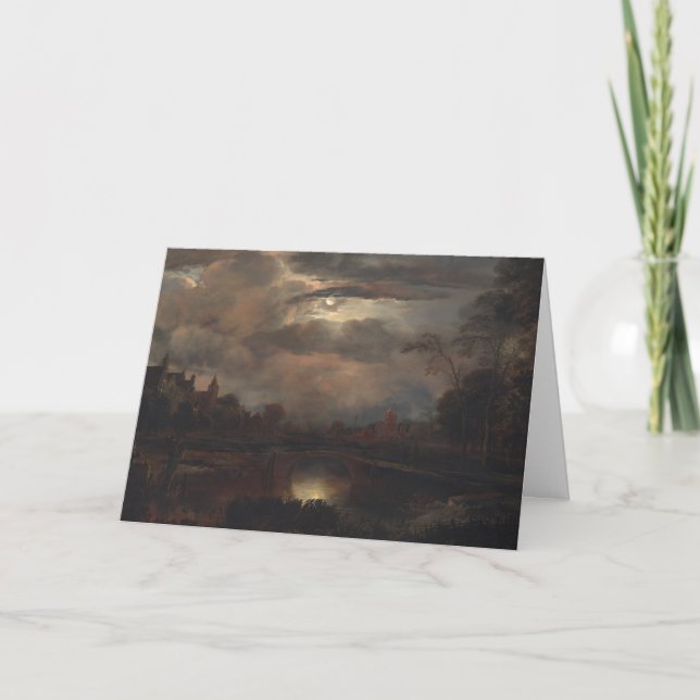 Moonlit Landscape with Bridge: Blank   Card (Front)