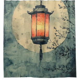 Moonlit Lantern Sumi-E Watercolor (1)
