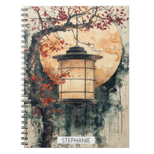 Moonlit Lantern Sumi-E Watercolor (2) Notebook