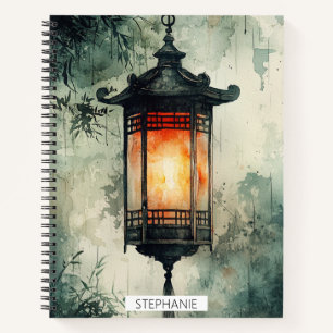 Moonlit Lantern Sumi-E Watercolor (3) Notebook