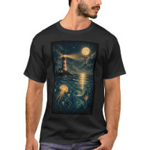 Moonlit Lighthouse Ocean | Celestial Sea light