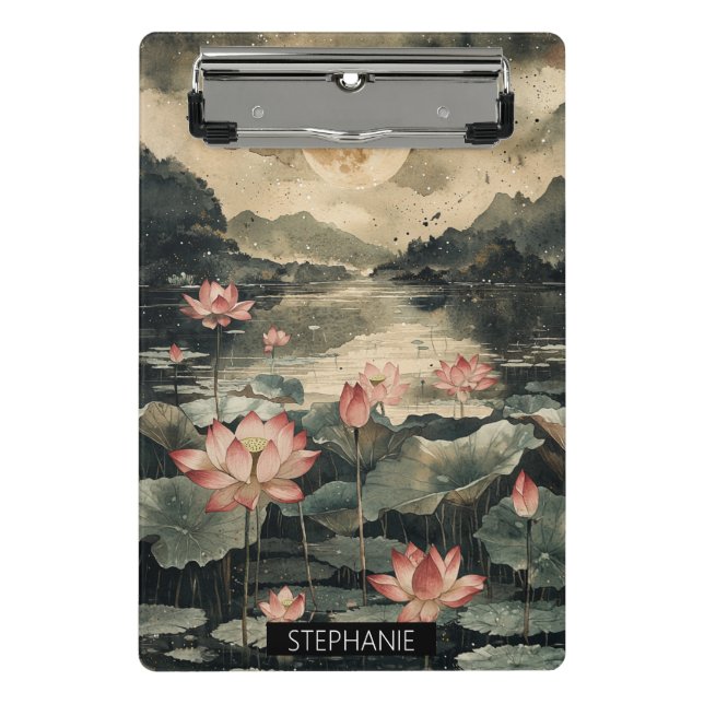 Moonlit Lotus Lake (1) Mini Clipboard (Front)