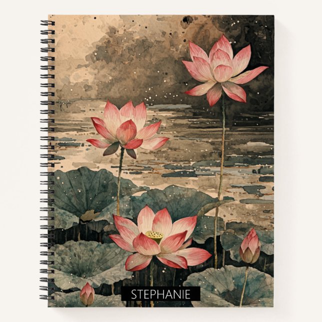 Moonlit Lotus Lake (3) Notebook (Front)
