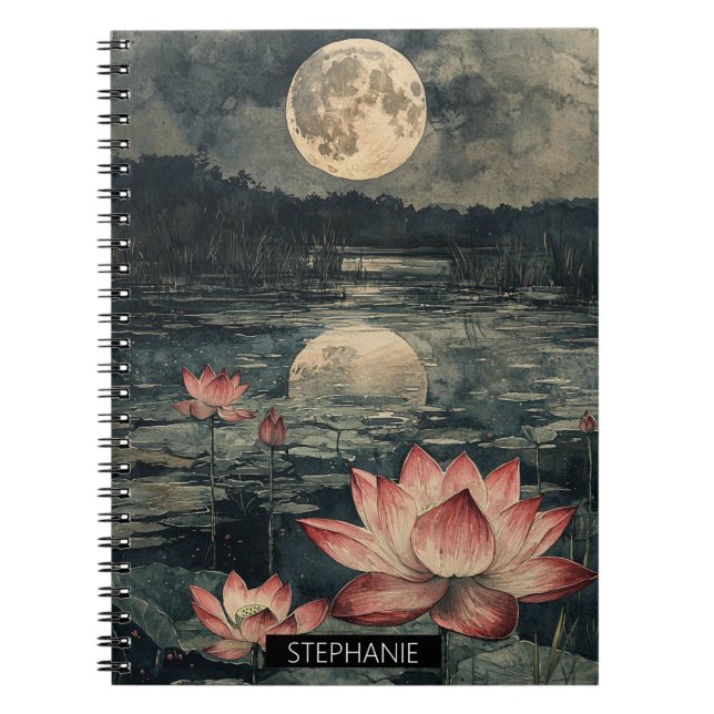 Moonlit Lotus Lake (4) Notebook (Front)