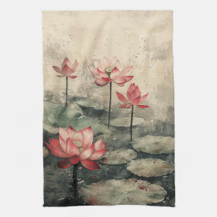 Moonlit Lotus Lake (6) Kitchen Towel