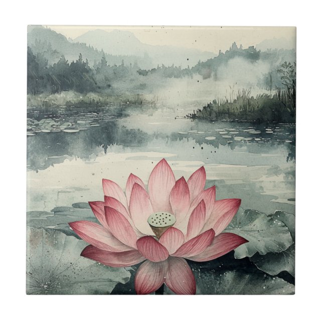 Moonlit Lotus Lake (9) Tile (Front)