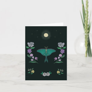 Moonlit Luna Moth Garden Small Greeting Card