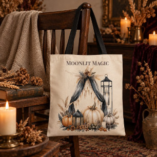 Moonlit Magic Boho Skull & Pumpkin - Autumn Witch Tote Bag