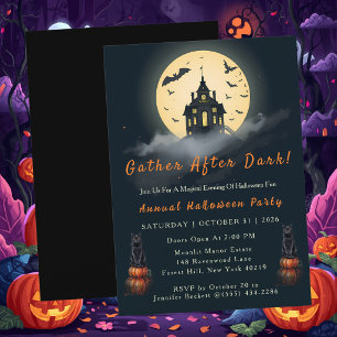 Moonlit Manor Gather After Dark Halloween Invitation