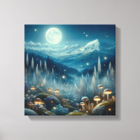 Moonlit Meadow Glow with Silver Mist and Fireflies