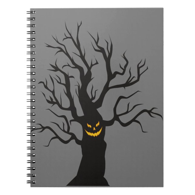 Moonlit Memories: B&W Halloween Spiral Notebook (Front)
