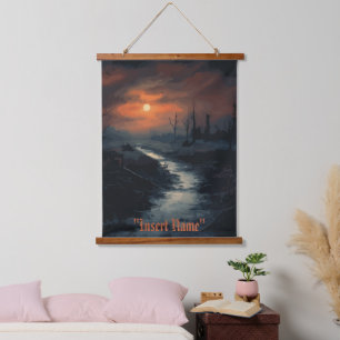 Moonlit Menace: The Haunted Black Forest at Dusk Hanging Tapestry