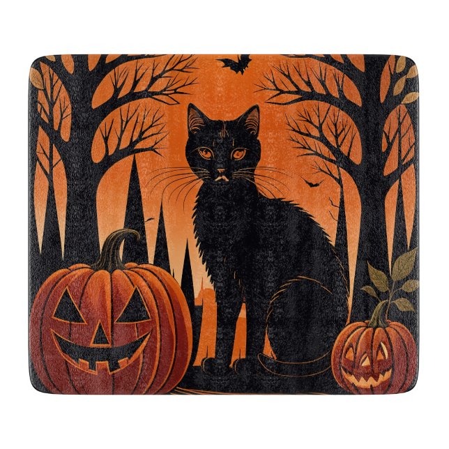 Moonlit Meow Cutting Board (Front)