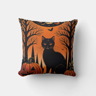 Moonlit Meow Throw Pillow