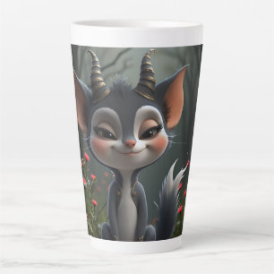 Moonlit Mischief Forest Spirit of Crimson Bloom. Latte Mug