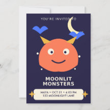 Moonlit Monsters Kids Halloween Birthday Invitatio