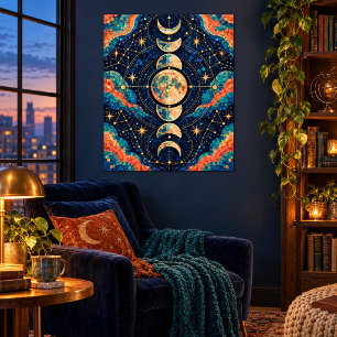 Moonlit Mosaic Meridian Art Print