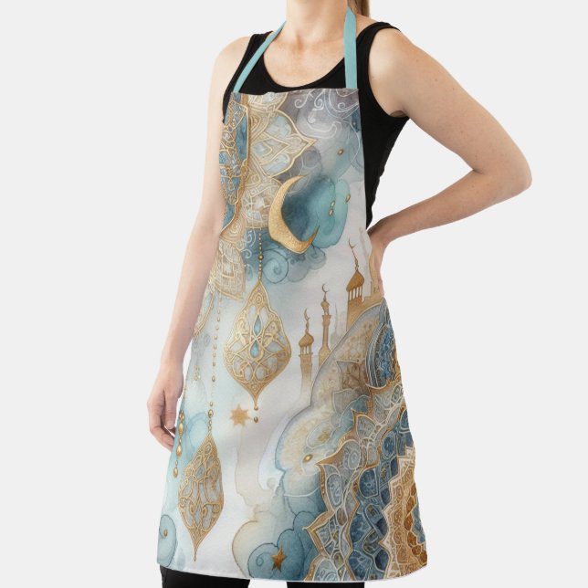 Moonlit Mosque Serenity for Ramadan Apron (Insitu)
