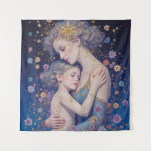 Moonlit Mother’s Embrace Tapestry