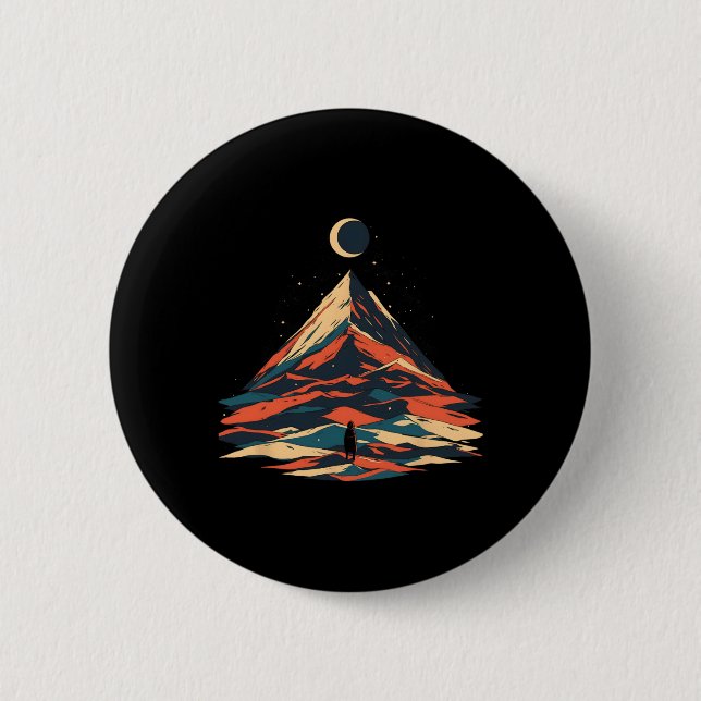 Moonlit Mountain Adventure Design - Hiking And Mot 2 Inch Round Button (Front)
