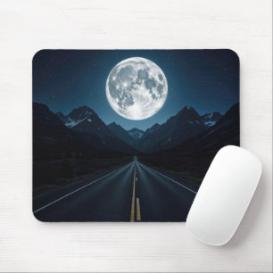 Moonlit Mountain Highway Mouse Pad