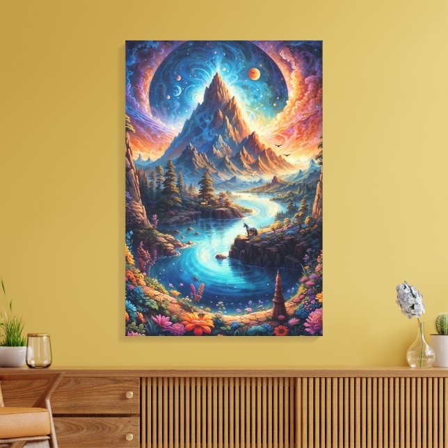 “Moonlit Mountain Serenity” Canvas Print (Insitu(LivingRoom))