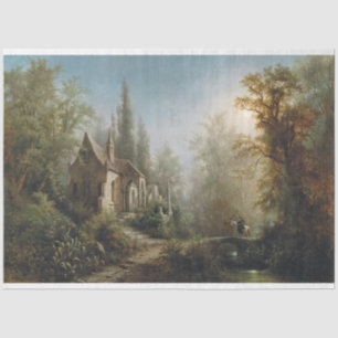 Moonlit Night over Country Chapel and Horse Riders Tissue Paper