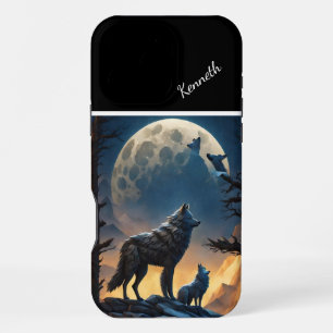 Moonlit Night with Howling Wolf iPhone 16 Pro Max Case