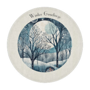 Moonlit Nordic Forest, customizable Cutting Board