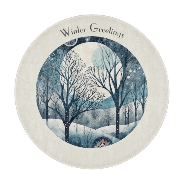 Moonlit Nordic Forest, customizable Cutting Board (Front)