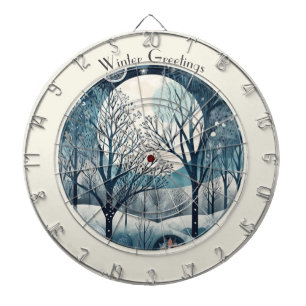 Moonlit Nordic Forest, customizable Dartboard