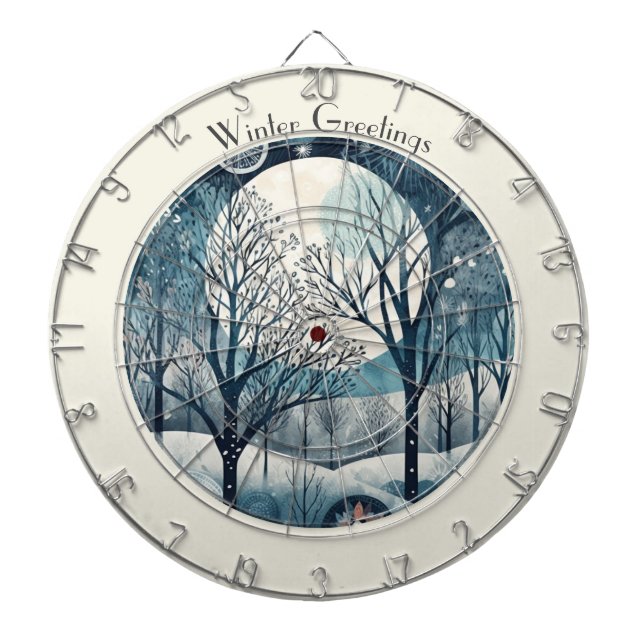 Moonlit Nordic Forest, customizable Dartboard (Front)