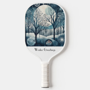 Moonlit Nordic Forest, customizable  Pickleball Paddle