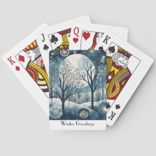 Moonlit Nordic Forest, customizable Playing Cards