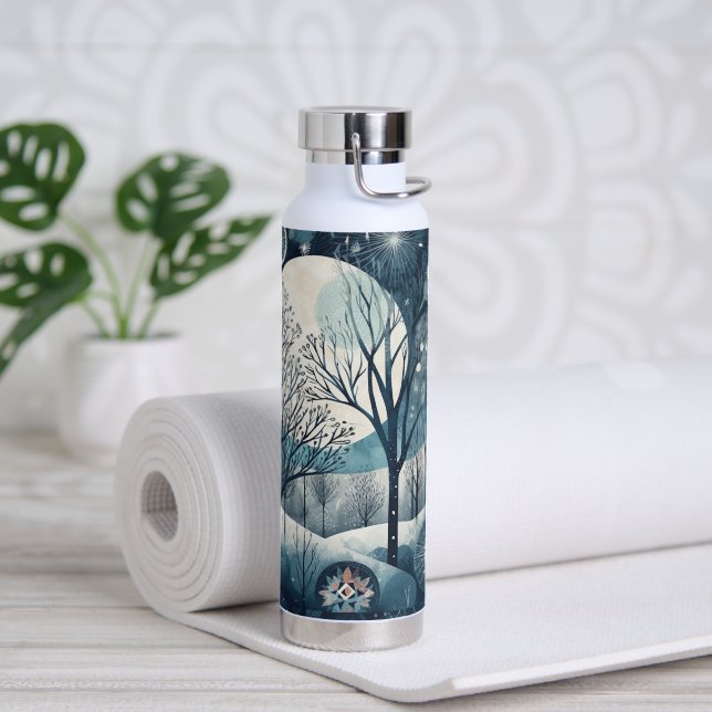 Moonlit Nordic Forest Water Bottle (Yoga)