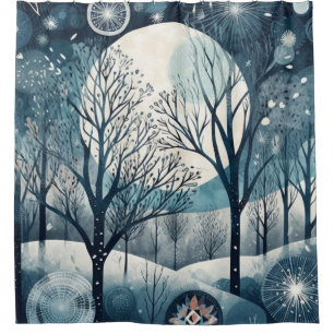 Moonlit Nordic Forest Winter Night