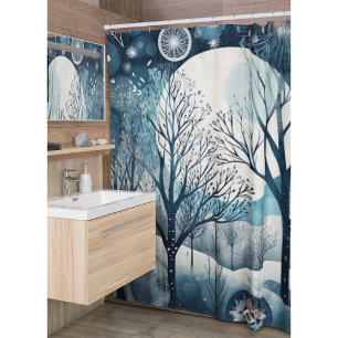 Moonlit Nordic Forest Winter Night