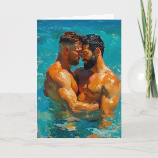 Moonlit Ocean Embrace Card (Front)