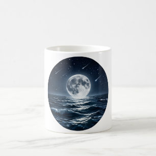Moonlit Ocean Shooting Stars Coffee Mug