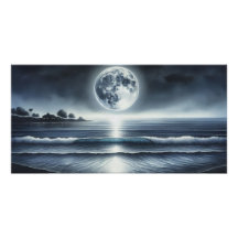 Moonlit Ocean Waves Celestial Night Sky
