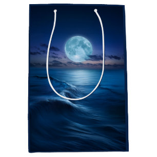 Moonlit Ocean Waves with Full Moon Medium Gift Bag