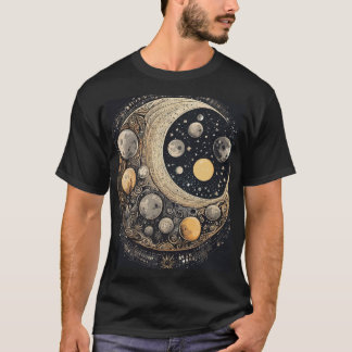 Moonlit Odyssey: Abstract Lunar Art T-Shirt
