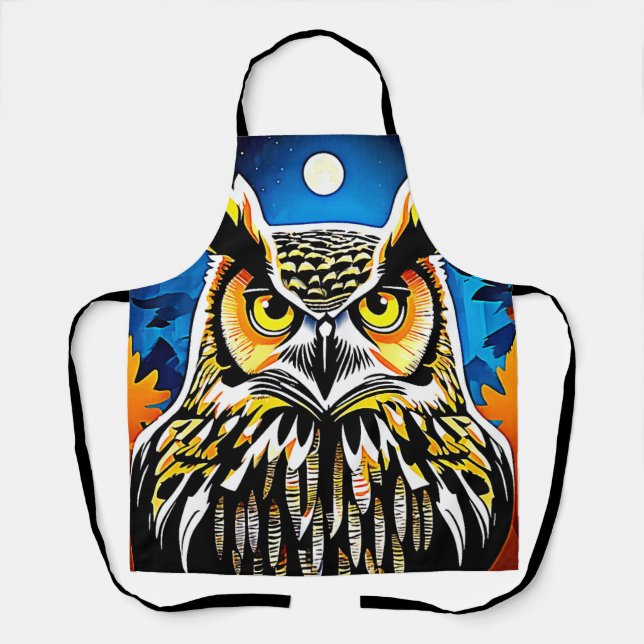 Moonlit Owl Gaze Apron (Front)