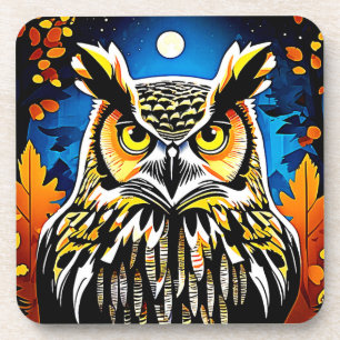 Moonlit Owl Gaze Coaster