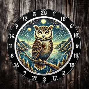 Moonlit Owl Wisdom Dartboard Art